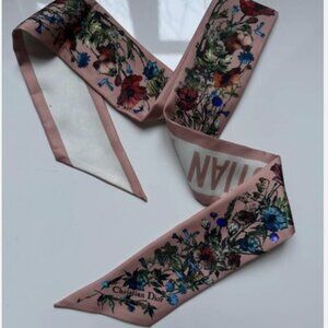 Dior Jardin Botanique Silk Bandeau Floral Print Pink Mitzah Scarf